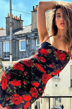Floral Print Spaghetti Strap Vacation Maxi Dress