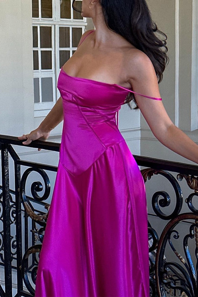 Cami Slim Fit Back Tie Long Prom Dress