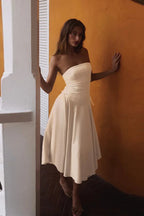Autumn Bowknot Strapless Slim Fit Party Dress