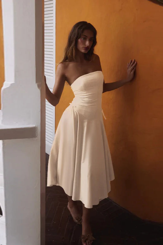 Autumn Bowknot Strapless Slim Fit Party Dress
