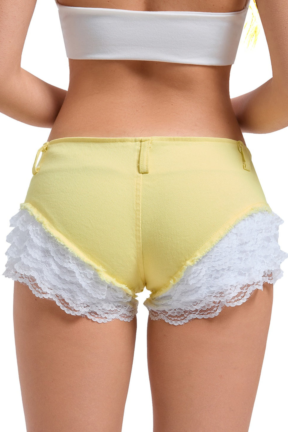 Layered Lace Patchwork Denim Shorts