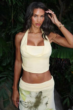Halter Cowl Neck Backless Top Bodycon Skirt Set