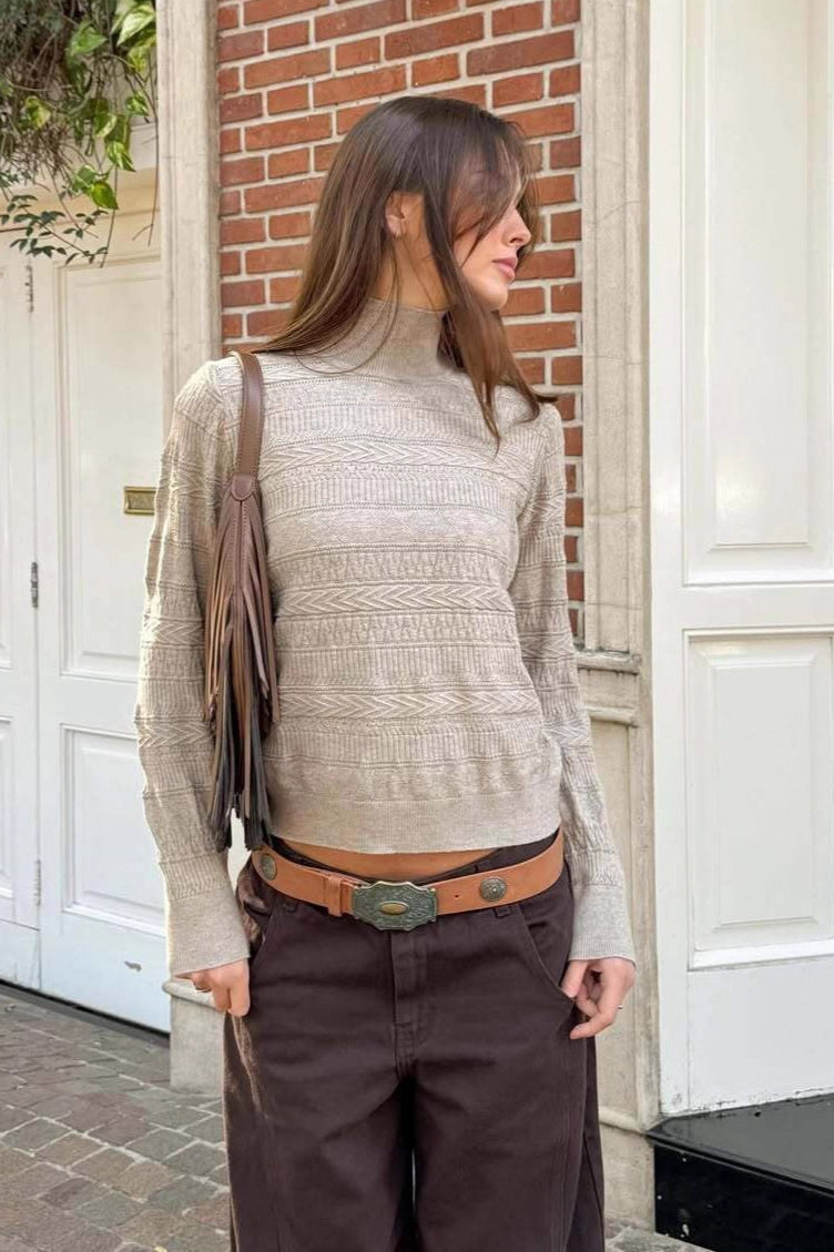 Cable Knit Round Neck Top