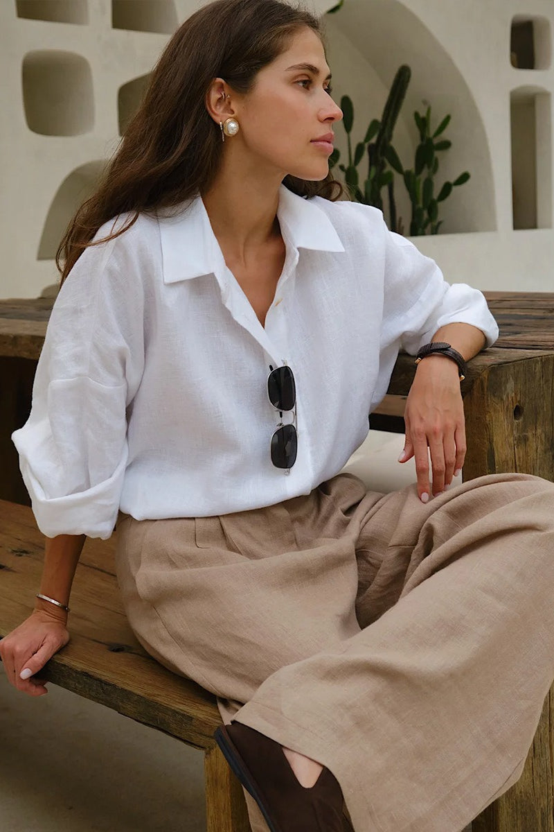 Solid Loose Casual Commuter Blouse