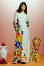 Elegant Floral Print Off Shoulder Maxi Dress