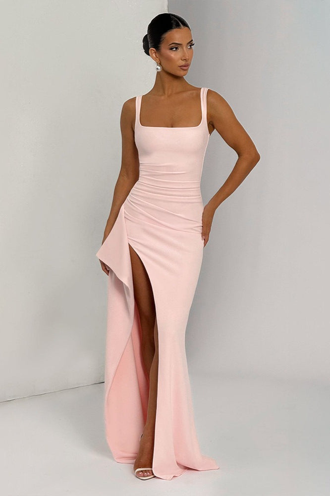 Spaghetti Strap High Slit Maxi Party Dress