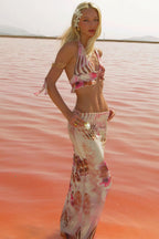 Halter Floral Print Skirt Set
