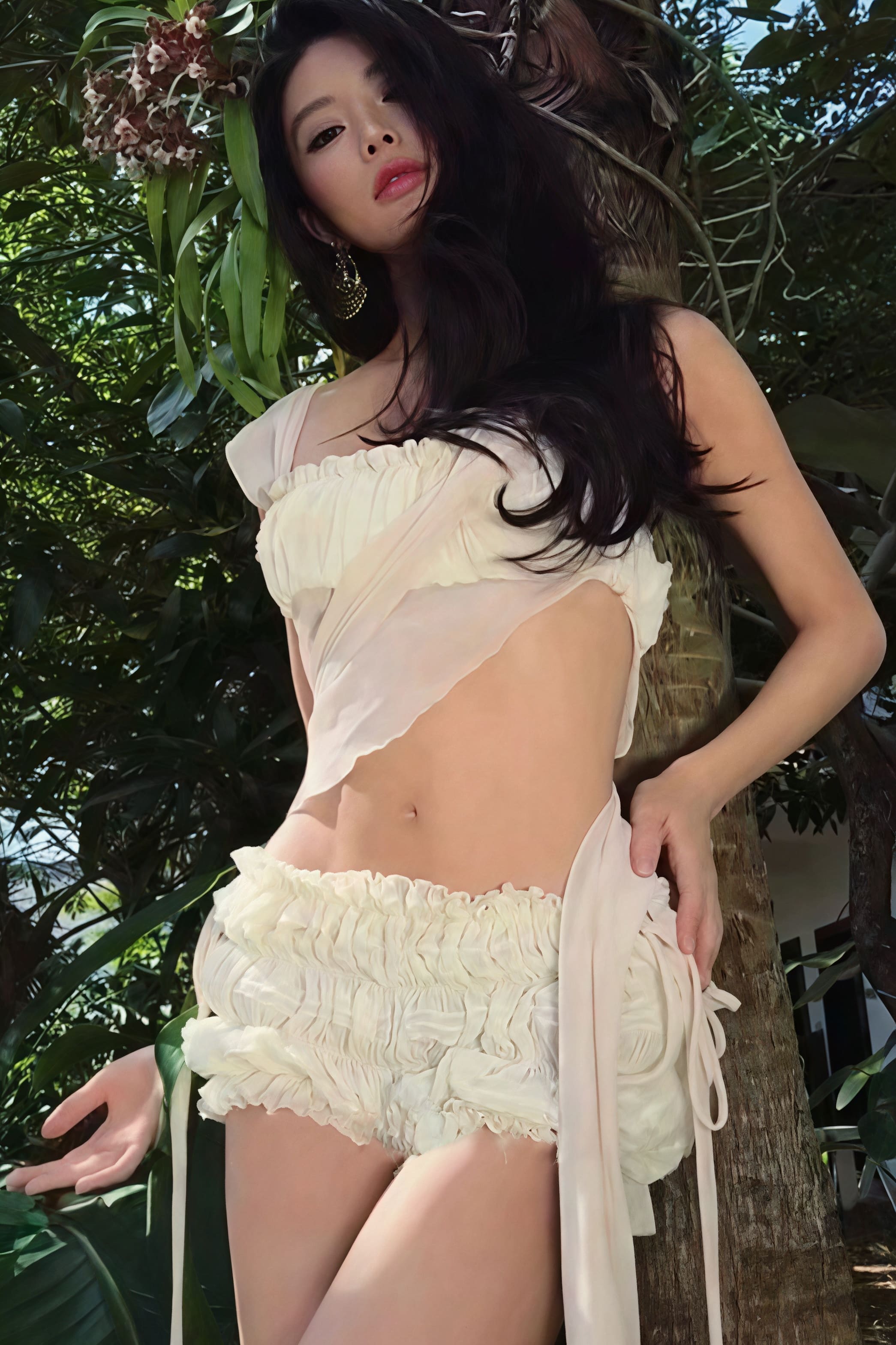 Solid Seersucker Slim Cami Shorts Two Piece Set