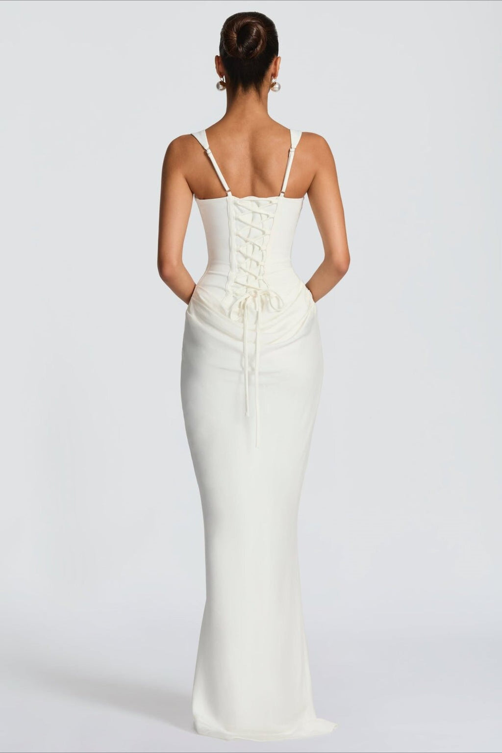 Slim Cami Solid Tie Back Reception Dress