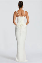 Slim Cami Solid Tie Back Reception Dress