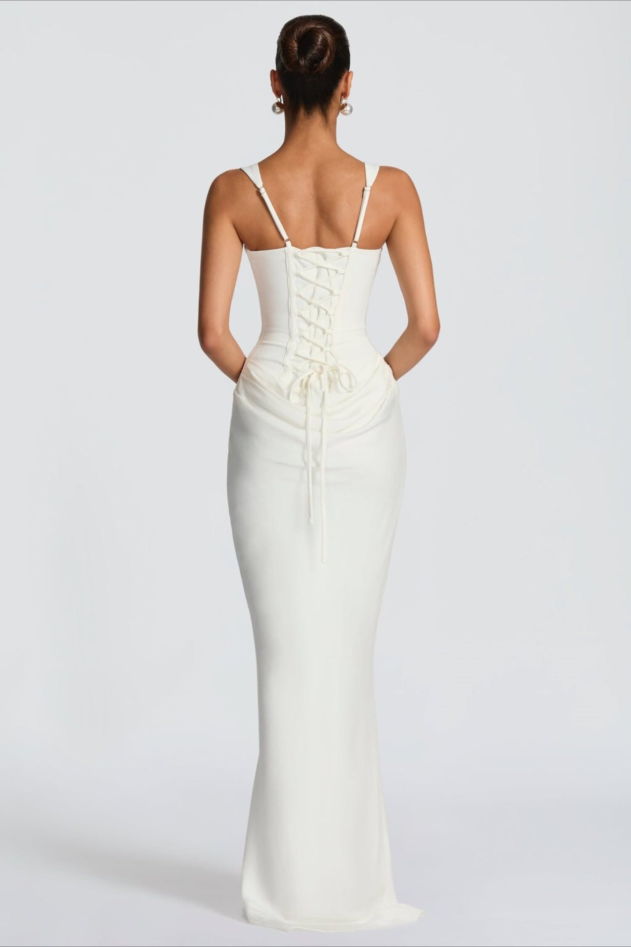 Slim Cami Solid Tie Back Reception Dress