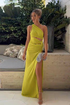 Elegant Asymmetrical Shoulder Party Dress