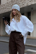 Solid Loose Casual Commuter Blouse