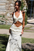 Cropped Cami Top High Waisted Skirt Sets
