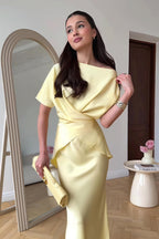Flowy Elegant Short Sleeve Skirt Set