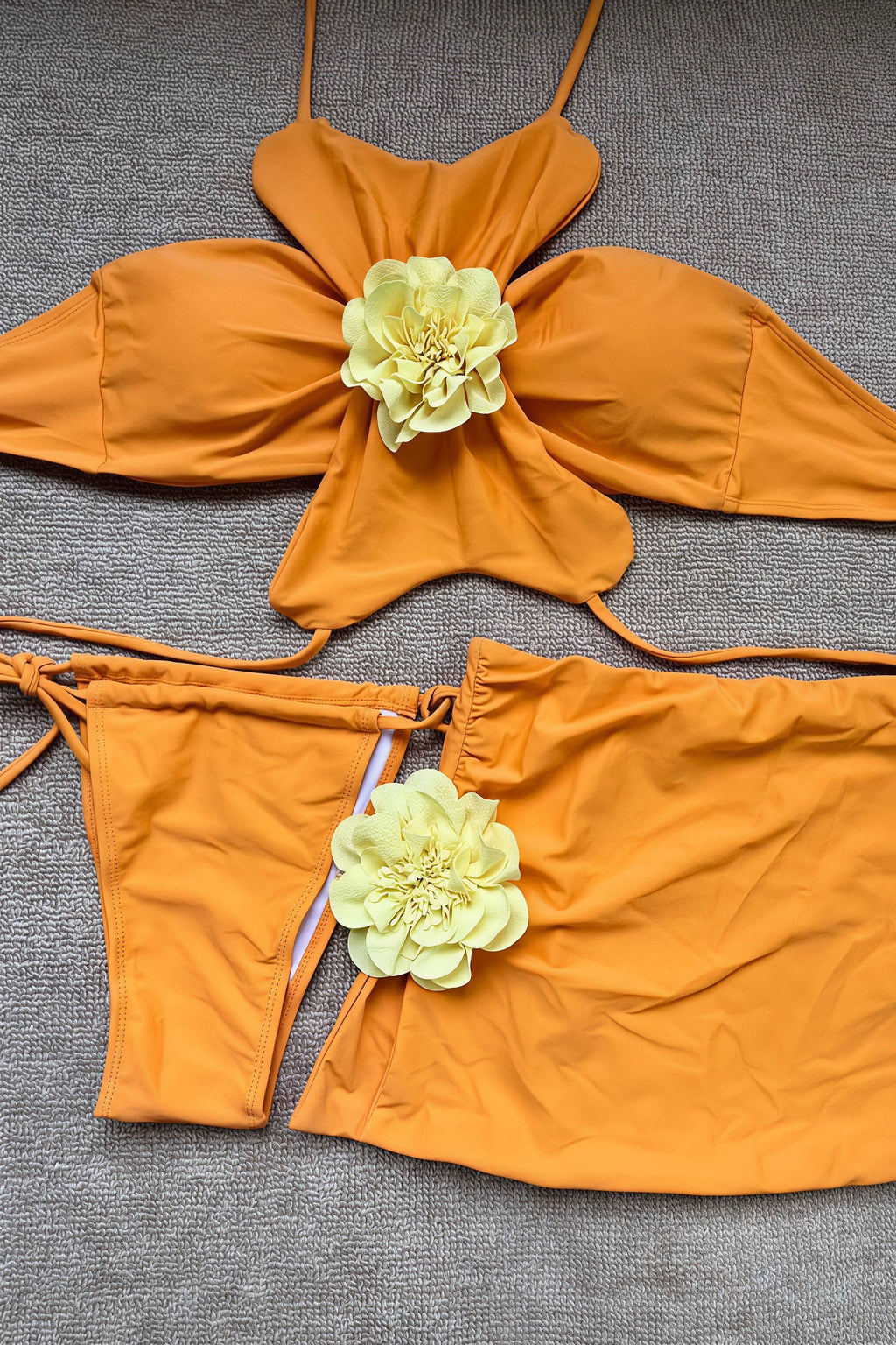 Floral Design Three Piece Swim Set