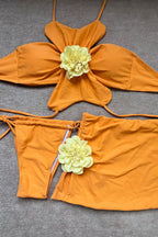 Floral Design Three Piece Swim Set