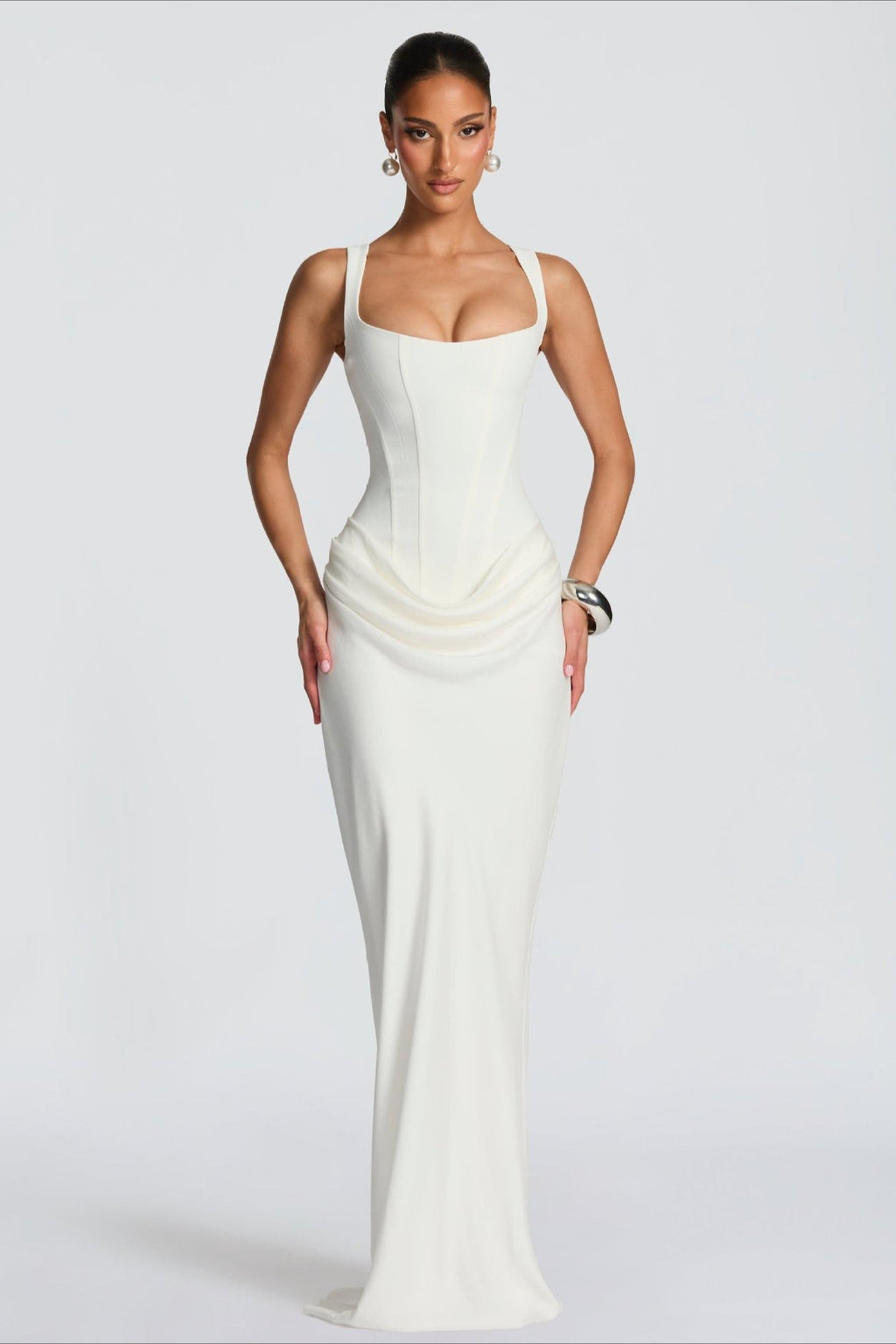 Slim Cami Solid Tie Back Reception Dress