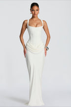 Slim Cami Solid Tie Back Reception Dress