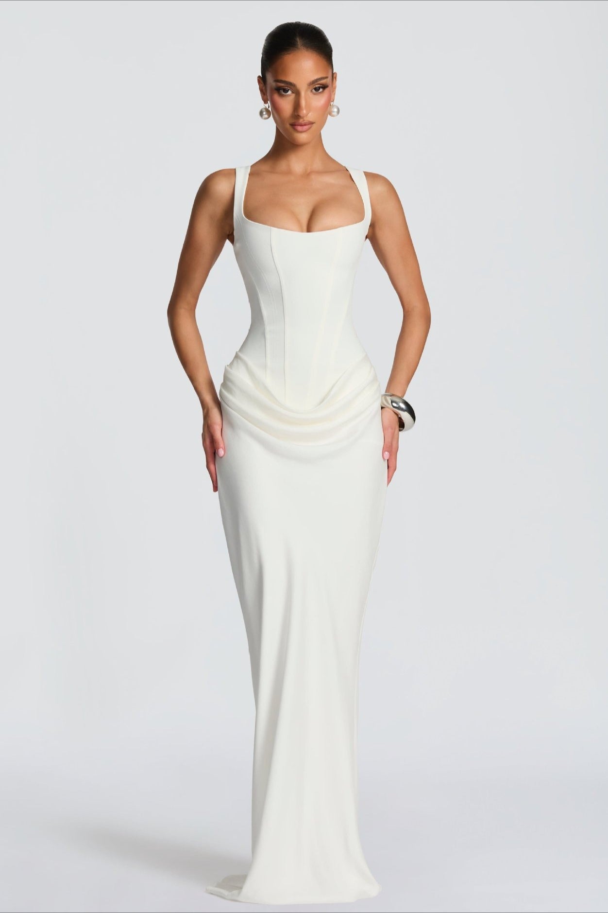 Slim Cami Solid Tie Back Reception Dress