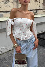 Floral Print Ruffle Tie Cami Top