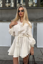 Elegant Tie-Waist Mini Dress