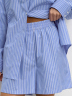 Striped Cotton Casual Set Blouse