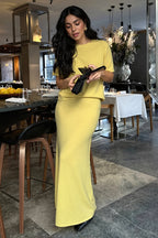 Knit Short Sleeve Pencil Skirt Sets