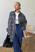 Plaid Striped Mid-Length Blouse