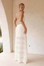 Solid Chiffon Ruched Waist Tie Maxi Dress