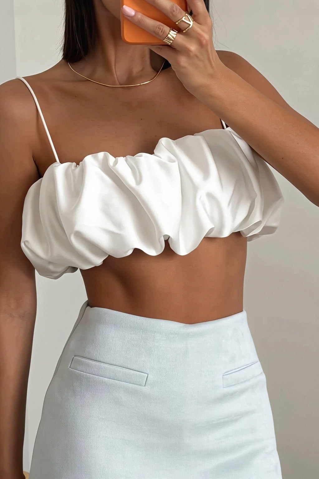 Satin Cropped Girl Cami Top