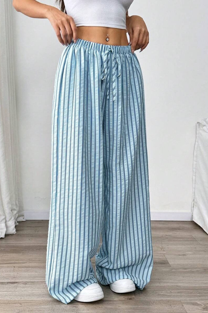 Color Block Pleated Pants With Pockets