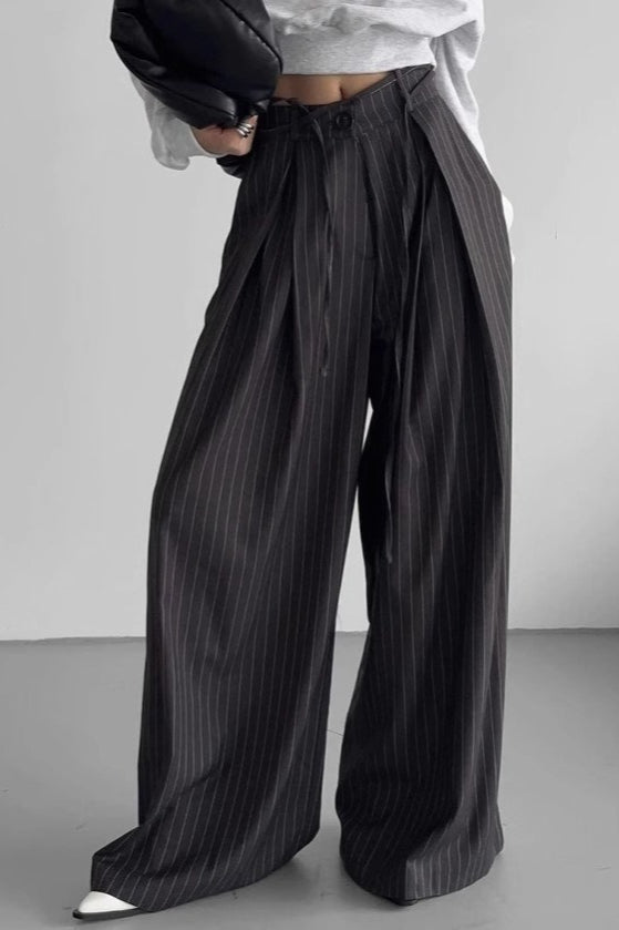 Stripe High Waist Wide Leg Pants