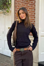 Cable Knit Round Neck Top