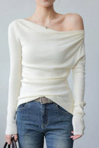 Off Shoulder Fitted Knit Top