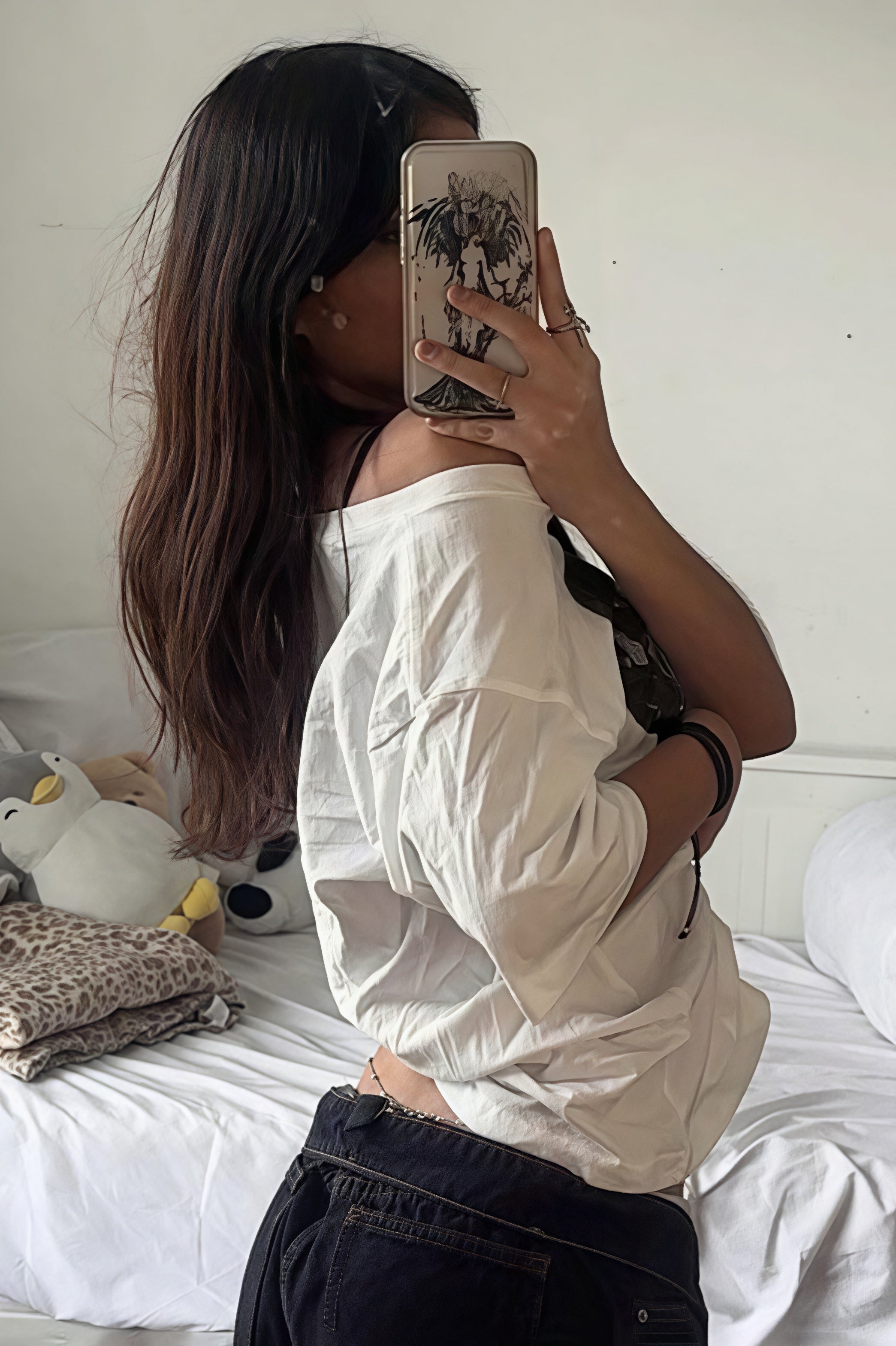 Hip Hop Lip Print Asymmetric Neck T-Shirt