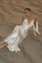 Solid Satin Floral Backless Elegant Maxi Dress