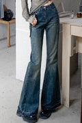 Slim Fit Elastic Bell Bottom Jeans