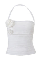 Tie Floral Slim Solid Halter Top