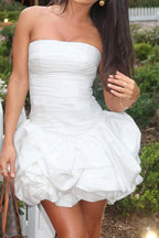 Spring Elegant Ruched Corset Dress With Layered Skirt Party