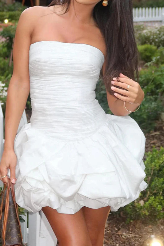 Spring Elegant Ruched Corset Dress With Layered Skirt Party