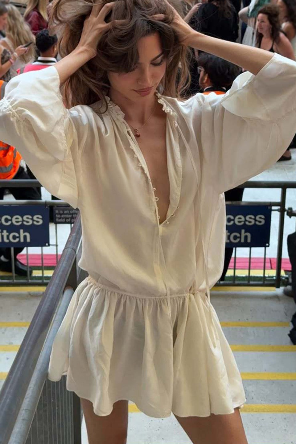Elegant Deep V Tie Ruffle Sleeve Mini Dress