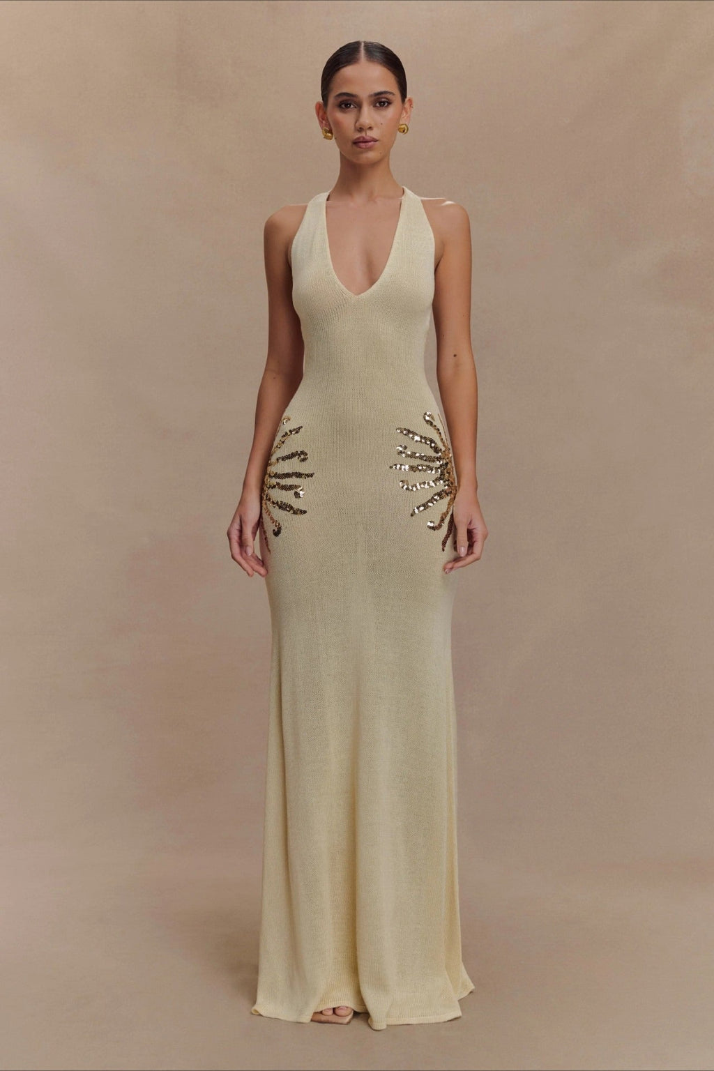 Elegant U Neck Solid Sweater Dress