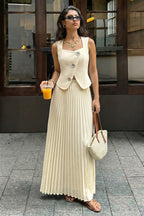 Solid Sleeveless Cami Dress Skirt Sets