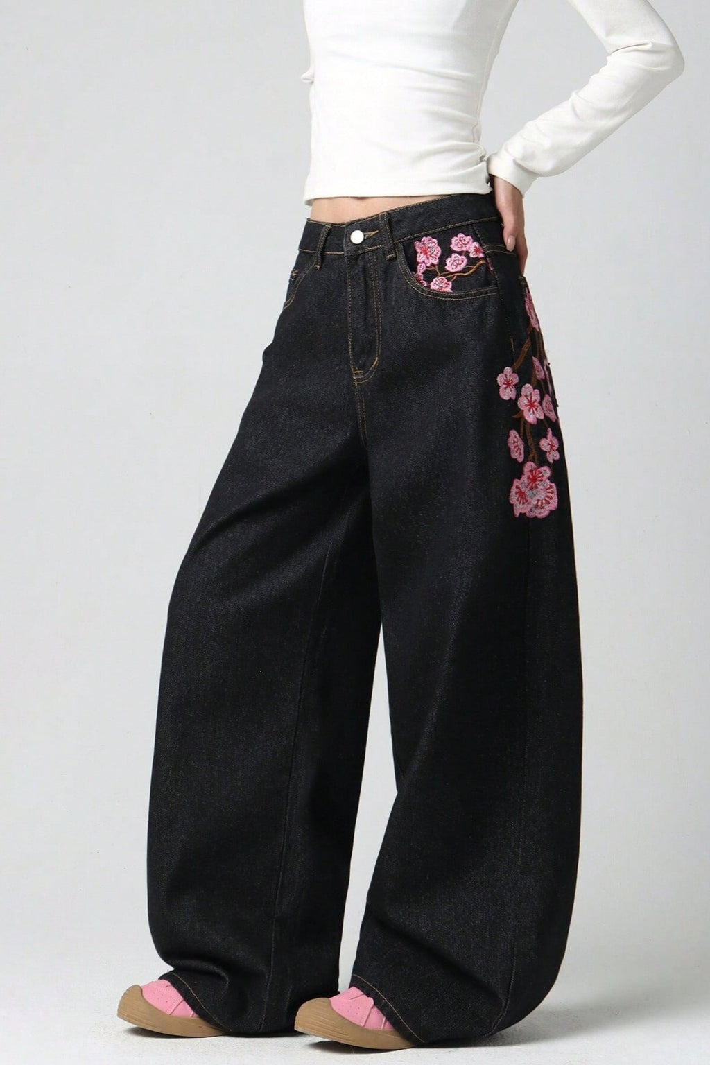 Y2K Vintage Embroidered Wide Leg Jeans