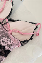 Black Pink Color Block Lace Trim Cami Top