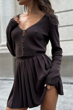 Knit Crop Top Two Piece Skirt Set