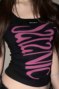 Backless Tie Printed Slim T-Shirt