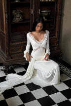 Lace Bodycon Flare Sleeve Maxi Dress