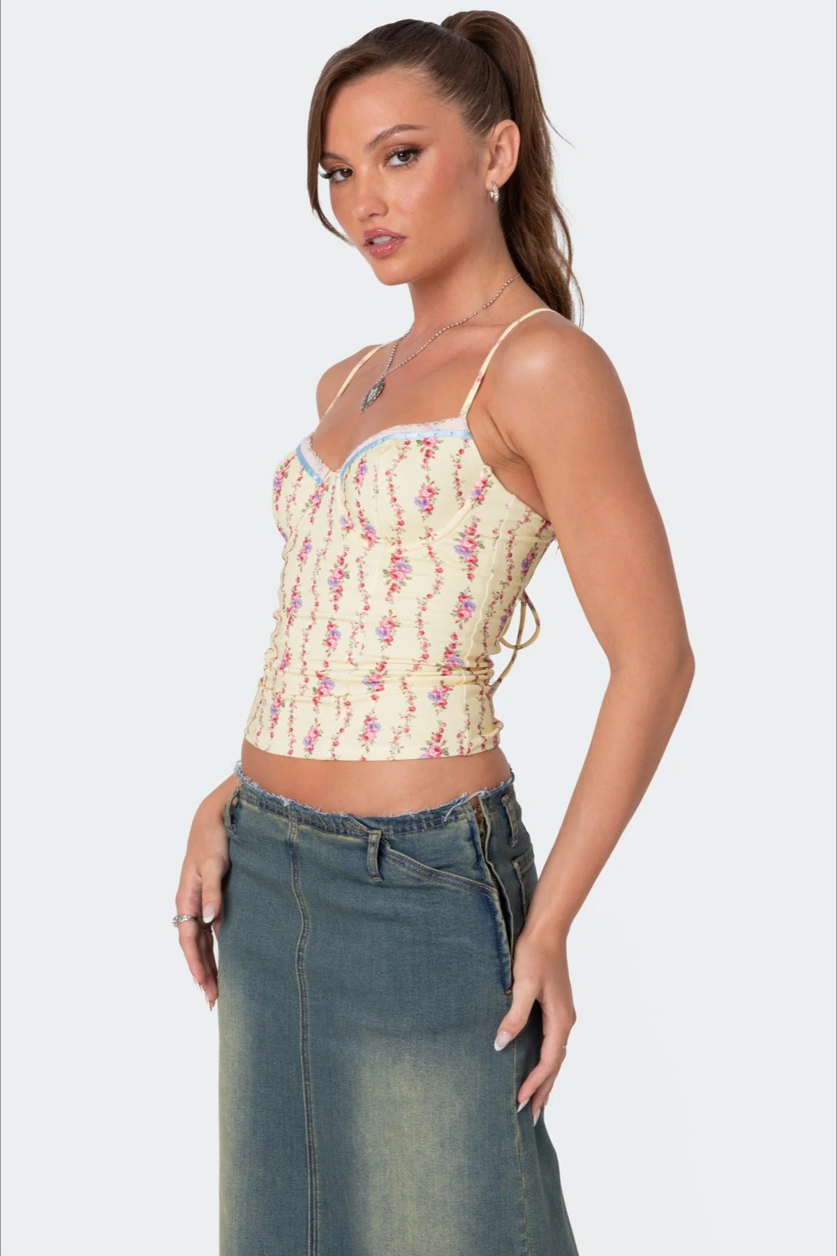 Vintage Floral Crop Cami Top